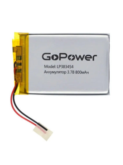 Аккумулятор GoPower li-pol 3.7V 800mAh LP383454 (38*34*5,4) с защитой 1/10