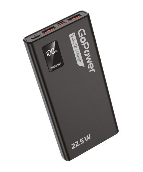 Внешний аккумулятор 20000mAh GoPower PB03-20 QC3.0 (in - T,M/out - 2U,T)дисп.ч