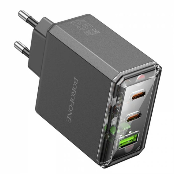 Адаптер 220V->2*Type-C + USB PD65W Borofone BAS34A