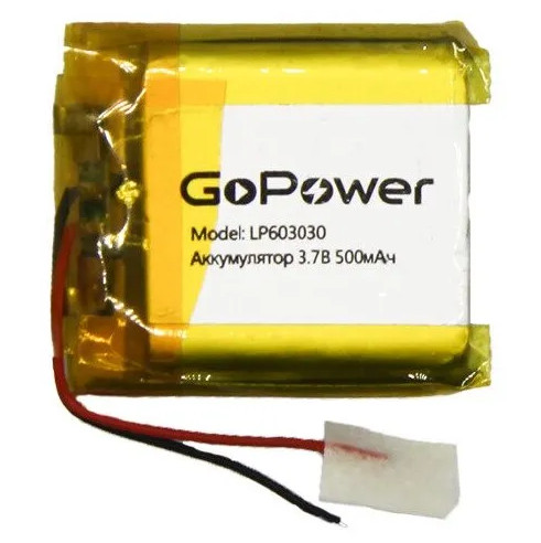 Аккумулятор GoPower li-pol 3.7V 500mAh LP603030 (60*30*3) с защитой PK1/10