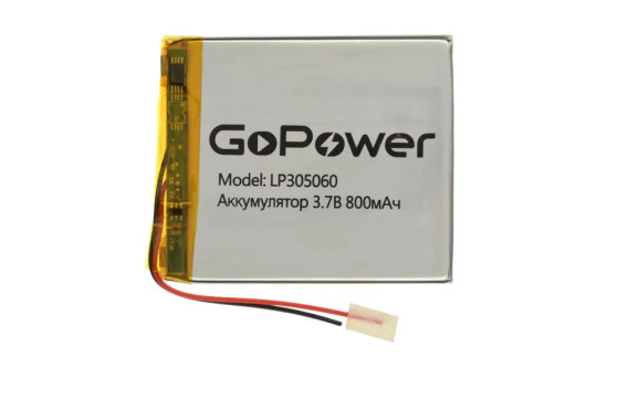 Аккумулятор GoPower li-pol 3.7V 800mAh LP305060 (30*50*6) с защитой 1/10