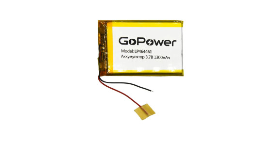 Аккумулятор GoPower li-pol 3.7V 1300mAh LP464461 (46*44*6,1) с защитой PK1/10