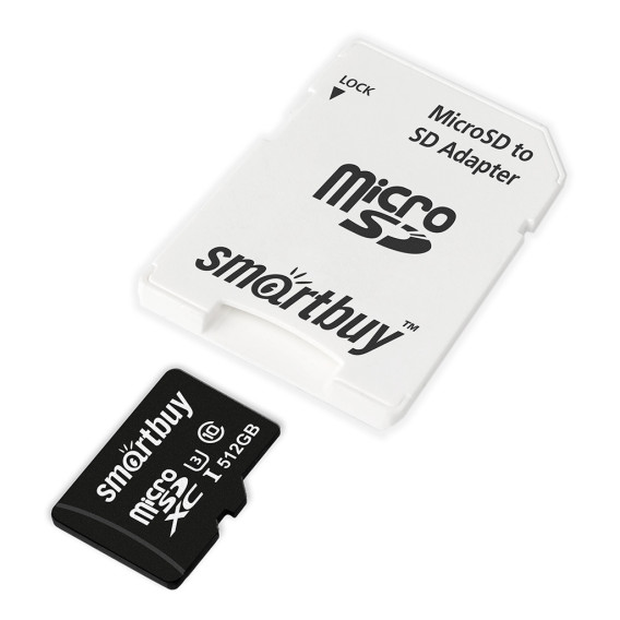 Карта памяти microSDHC SmartBuy 512Gb Class 10 PRO U3 с адаптером (SDXC)