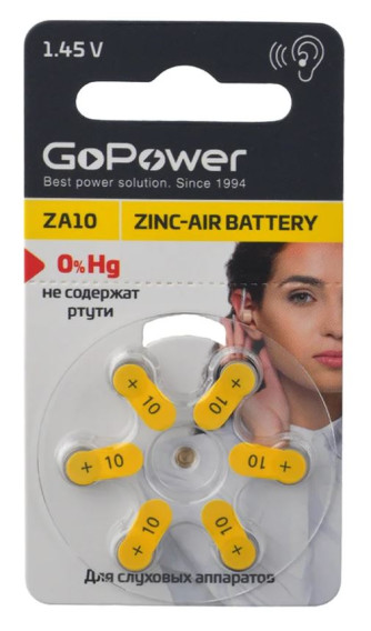 Батарейка GoPower ZA10 BL6/60/600