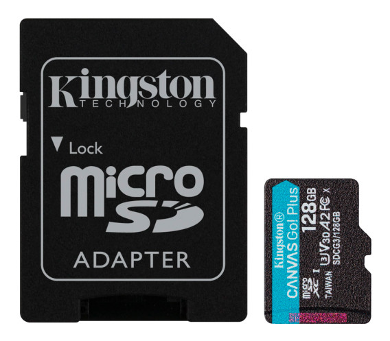 Карта памяти microSDHC Kingston 128Gb Class10 CanvasGo U3 V30 A2 с/адап