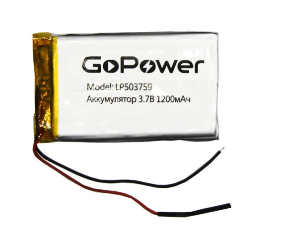 Аккумулятор GoPower li-pol 3.7V 1200mAh LP503759 (50*37*5,9) с защитой PK1/10