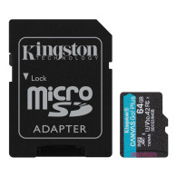 Карта памяти microSDHC Kingston 64Gb Class10 CanvasGo U3 V30 A2 с адапт