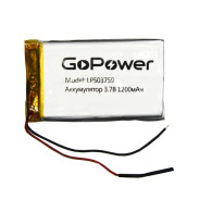 Аккумулятор GoPower li-pol 3.7V 1200mAh LP503759 (50*37*5,9) с защитой PK1/10